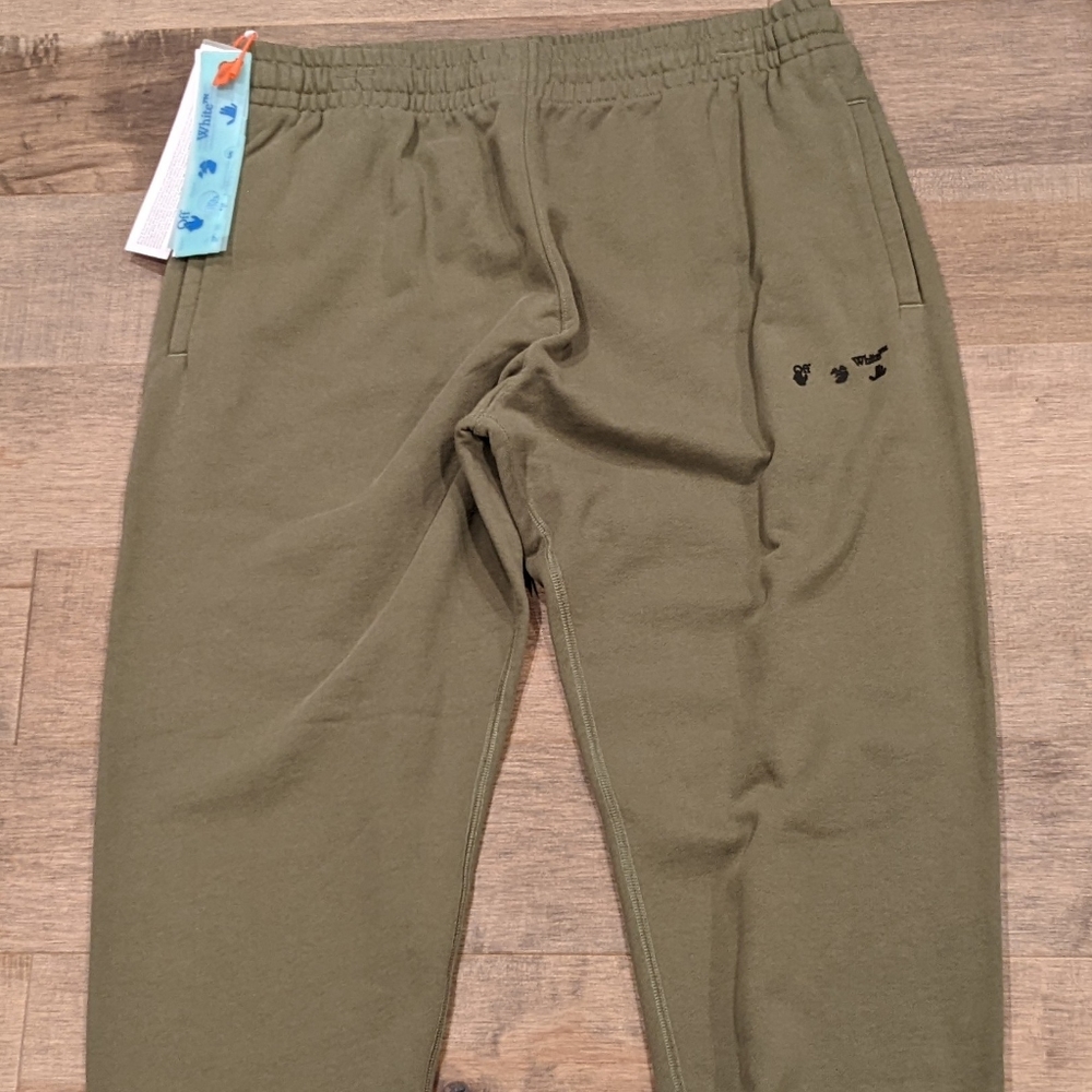 Mens OFF-WHITE Logo Jogger Pants Green/Black